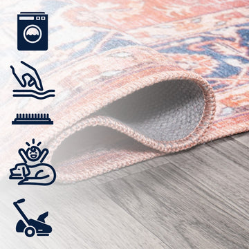 Maris Ornate Medallion Washable Area Rug